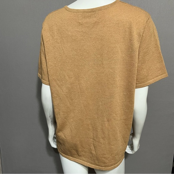 #29 Casual Corner Brown Sand Short Sleeve Sweater Sz-XL - Picture 3 of 5